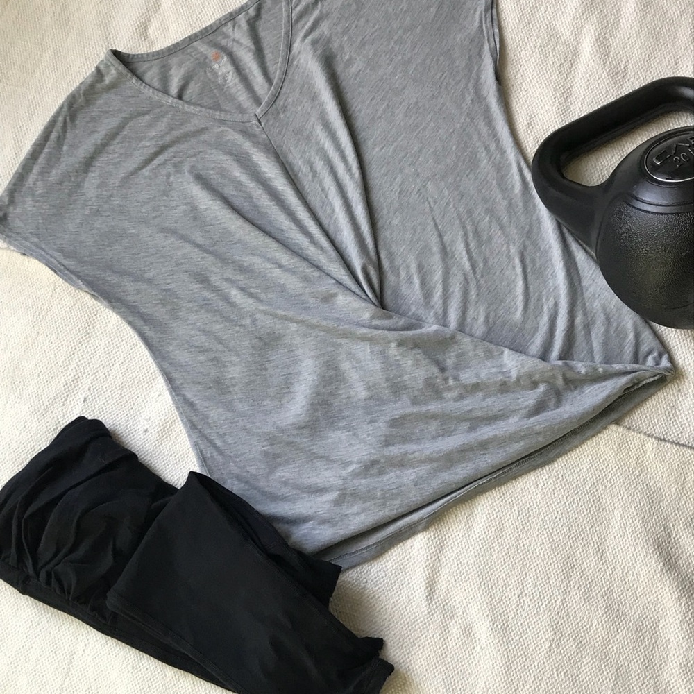 Tangerine Light Gray Twist Front Athletic Tee